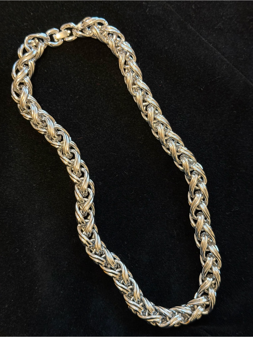 Vintage Monet Silver-Tone Twisted Rope Chain Necklace - 18”